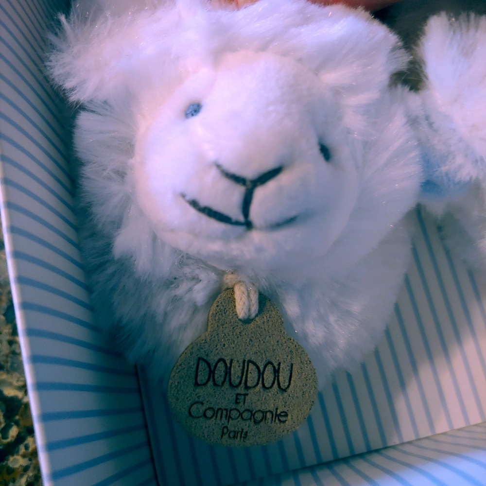 Doudou Et Compagnie Paris lamb rattle slippers NWT